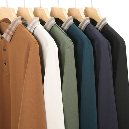 High quality long sleeve men's polo shirt with autumn personalized flip collar fashionable luxury design top casual Paul T-shirt