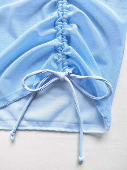 New High Elastic Bikini Set for 2025 Summer Three-piece Solid Color Lace-up Sexy Women Swimsuit Beach Bathing Suit Swimwear