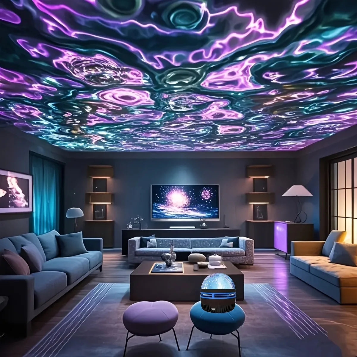 Water Ripple/Dreamy Aurora Magic Projection Light 7-Color Remote Control Projector Usb Powered Colorful Atmosphere Night Light