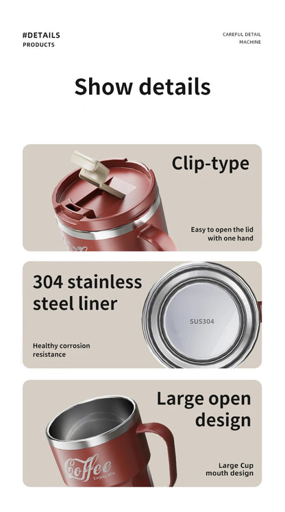 WORTHBUY 304 Stainless Steel Insulated Water Cup Double-Walled Drinking Cup Travel Portable Anti Scalding Milk Coffee Cup