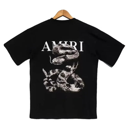 Spring and Summer Light Luxury Fashionable Loose Snake Men and Women Printed Short Sleeved Fashionable Casual Versatile T-shirt