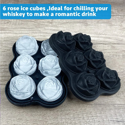 Large Ice Cube Tray Rose Shape Ice Molds Diamond 3D Silicone Mould Reusable for Cocktails Whiskey Party Supplies Ice Maker Mold
