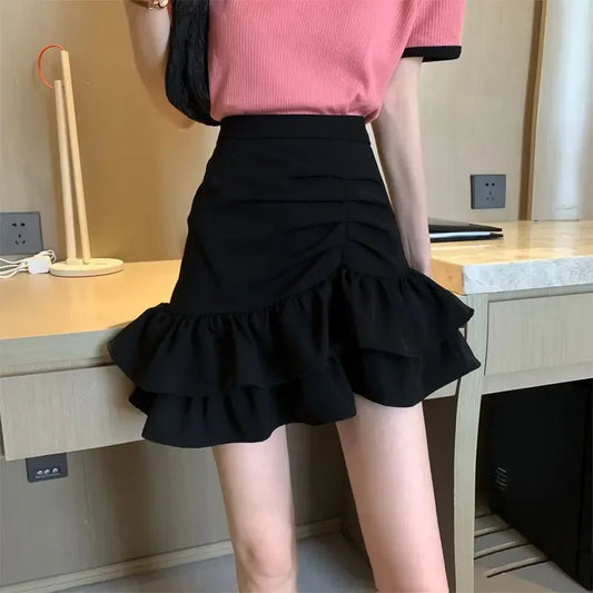 Tight Woman Skirt Short Wrap Mini Ruffle High Waist Y2k Vintage Clothing Trend 2025 New in Streetwear Premium V Skirts for Women