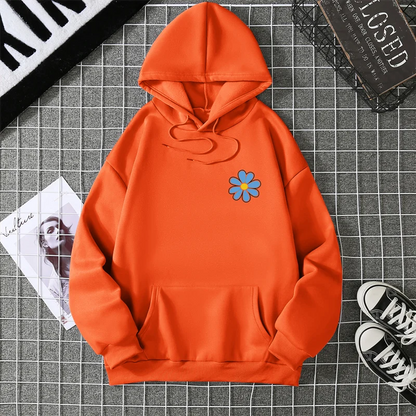 KoreaLuxury Brand Unisex Streetwear Tops Chrysanthemum Graphic Winter Autumn Womens Hoodie Street Hip-hop Leisure Loose Pullover