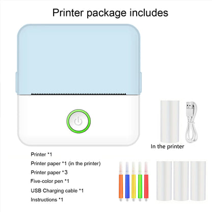 Mini Portabl Printer Inkless Sticker Maker, Free Cut Small Pocket Printer, Portable Thermal Printer for Photo Journal Notes Memo