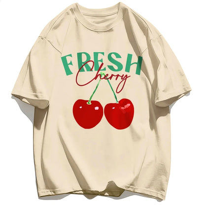 T-shirts créatifs avec imprimé cerises fraîches pour femmes, style hip-hop, vêtements d'été confortables et décontractés