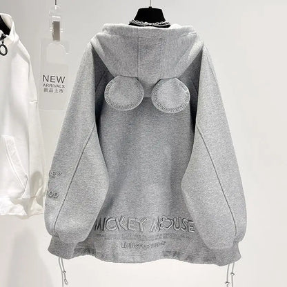 Disney New Arrival Top Fashion Autumn Cotton Loose Ins Casual Cartoon Embroidery Mickey Mouse Long Sleeve Hoodies
