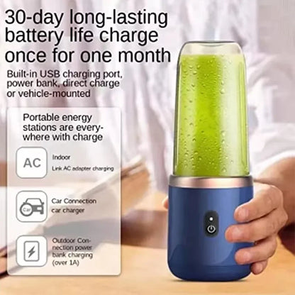 Multifunction 2 Cups Portable Fruit Juicer Blender 6 Blade Juice Mixer Mini Ice Blender USB Charging Wireless Juice Extractor