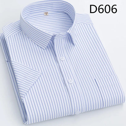 Summer thin men's business social short-sleeved shirt professional formal striped casual non-ironing breathable shirt slim fit