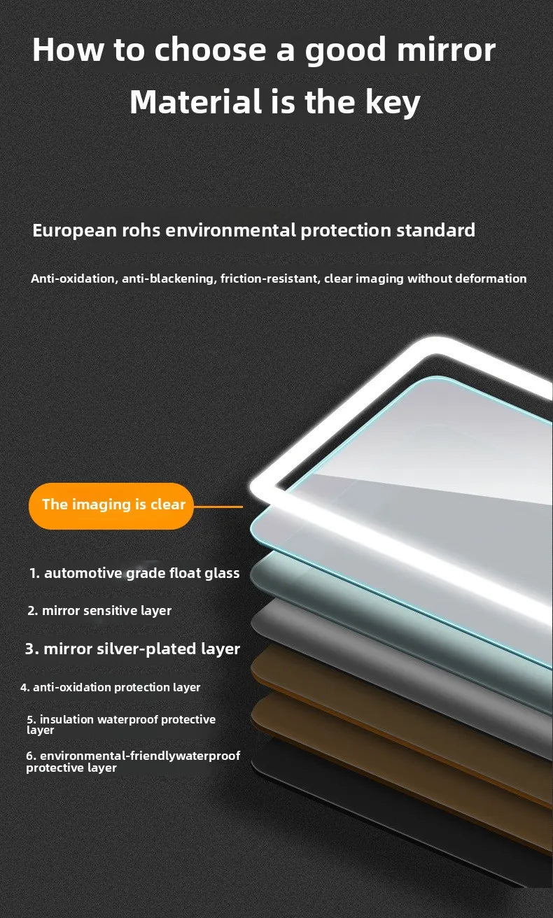 Bathroom Smart Mirror Toilet Toilet Toilet Mirror LED Light Mirror Makeup Defogging Human Body Induction Touch Screen Smart