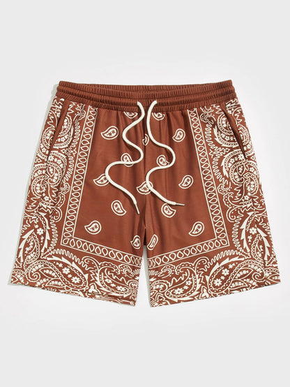 Trend Bandana Graphic Beach Short for Men Summer Fashion  Swim Trunks Loose Casual Streetwear Hawaiian Short Pants