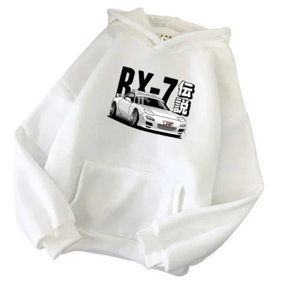 Initial D Hoodie Jdm Vintage Rx7 Fd Drift Japanese Car Print Sweatshirt Harajuku Loose Women's Sportswear Street Pullover Y2KTop
