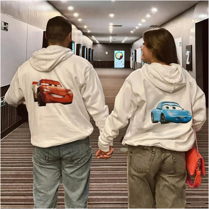 2025 New The Cars Lightning McQueen&SALLY Summer Cotton Hoodies Oversized Suit For Women's Sweatshirt Couple's Outfit Top