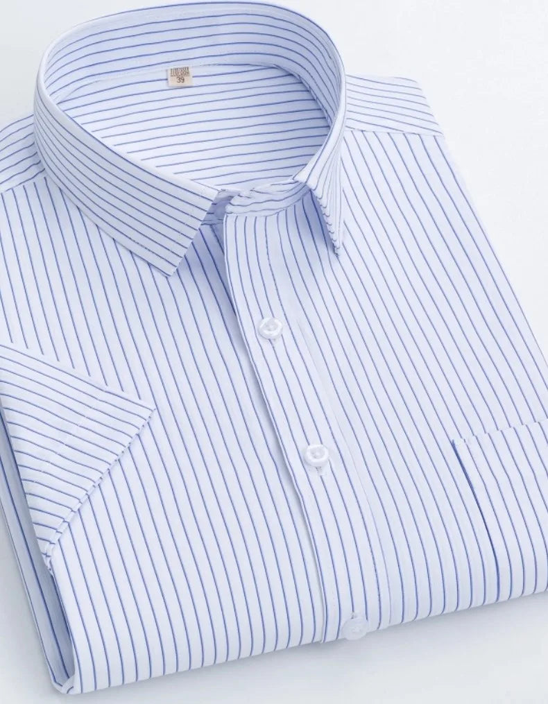 Summer thin men's business social short-sleeved shirt professional formal striped casual non-ironing breathable shirt slim fit
