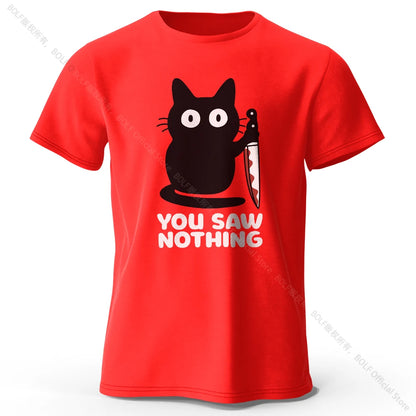 Women's Funny Cat Printed Basic Crew Neck 100% Cotton T-Shirt, Breathable Round Neck Short Sleeve Tee Unisex Fit for Men & Women