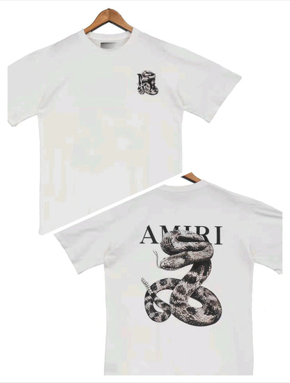 Spring and Summer Light Luxury Fashionable Loose Snake Men and Women Printed Short Sleeved Fashionable Casual Versatile T-shirt