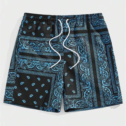 Trend Bandana Graphic Beach Short for Men Summer Fashion 3D Printed Swim Trunks Loose Casual Streetwear Hawaiian Short Pants