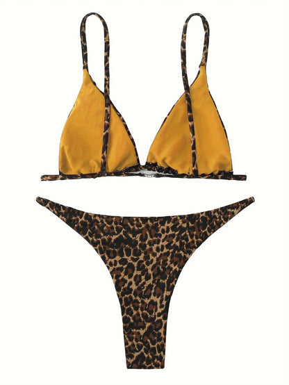 High Cut Micro Bikini Women Leopard Bandage Push Up Swimsuit Sexy Bathing Suit Padded Thong Swimwear Biquini Trajes De Baño 2024