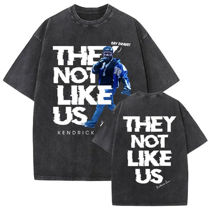 ck Lamar ThLimited Rapper Kendriey Not Like Us Washed Vintage T-shirt Summer Men Women Hip Hop Oversized Street Crewneck T Shirt