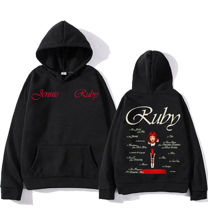 2025 New Jennie Kpop Hoodie Jennie Ruby 1st Album Tracklist Clothes Unisex Design Aesthetic Pullover Jennie Pretty Girl Mantra