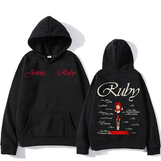 2025 New Jennie Kpop Hoodie Jennie Ruby 1st Album Tracklist Clothes Unisex Design Aesthetic Pullover Jennie Pretty Girl Mantra