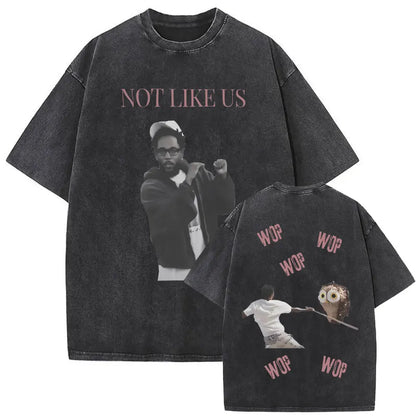 ck Lamar ThLimited Rapper Kendriey Not Like Us Washed Vintage T-shirt Summer Men Women Hip Hop Oversized Street Crewneck T Shirt