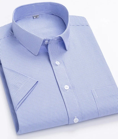 Summer thin men's business social short-sleeved shirt professional formal striped casual non-ironing breathable shirt slim fit