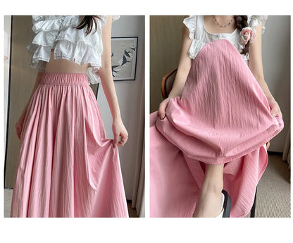 BIVIGAOS Spring Summer A-Line High Waist Pants Skirt Women Trend Fashion Japanese Culottes Casual Loose Ice Silk Wide Leg Pants