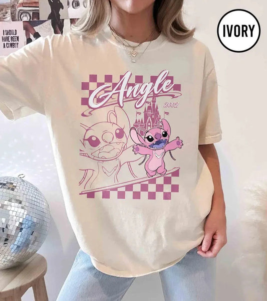 Disney Stitch Cartoon Pattern Printed Cotton Short Sleeve T-shirt Summer Women's Travel Family Party Tee Versatile Commuter Top