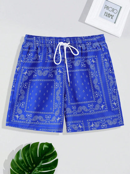 Trend Bandana Graphic Beach Short for Men Summer Fashion  Swim Trunks Loose Casual Streetwear Hawaiian Short Pants