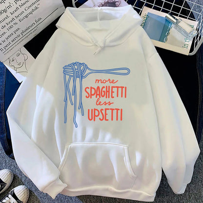 Funny Duck Spaghetti Hoodie More Spaghetti Less Upsetti Women Hoodies Autumn Winter Clothes Aesthetic Sweatshirt Vintage