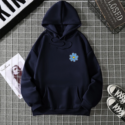 KoreaLuxury Brand Unisex Streetwear Tops Chrysanthemum Graphic Winter Autumn Womens Hoodie Street Hip-hop Leisure Loose Pullover