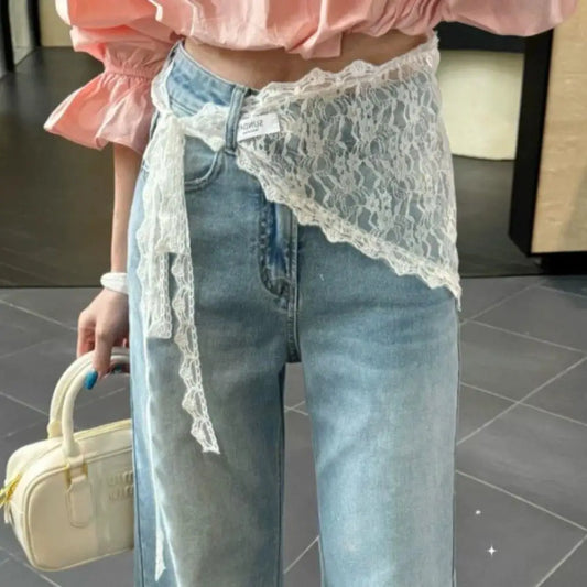 Y2K Stacked Lace Half Skirt Women Lace Tulle Bandage Skirt Layering Small Butt Curtain Short Skirt Flower Triangle Hair Scarf