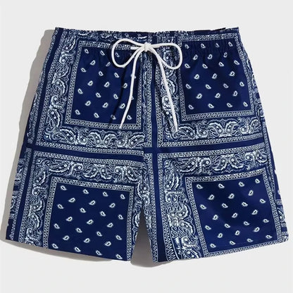 Trend Bandana Graphic Beach Short for Men Summer Fashion  Swim Trunks Loose Casual Streetwear Hawaiian Short Pants