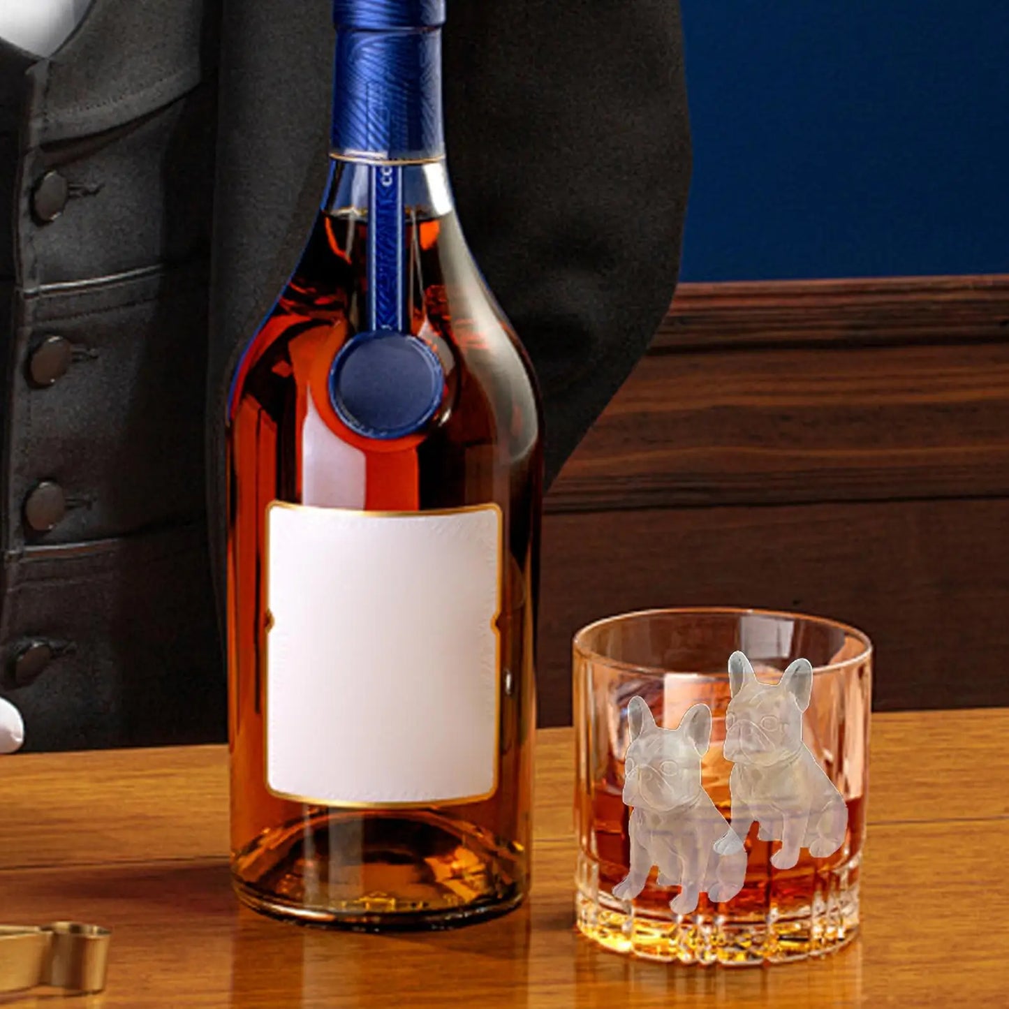Whiskey Ice Mold Silicone Novelty French Bulldog Ice Mold 9-Grids Easy Release Food-Grade Drink Iceblock Maker Reusable Whiskey