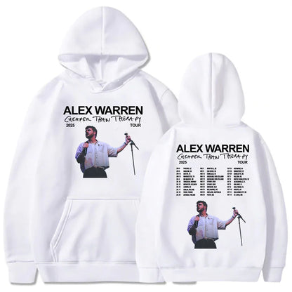Cheaper Than Therapy Tour 2025 Hoodies Alex Warren Singer Graphic Sweatshirts Hooded Pullovers Men Women Sweatshirt Harajuku