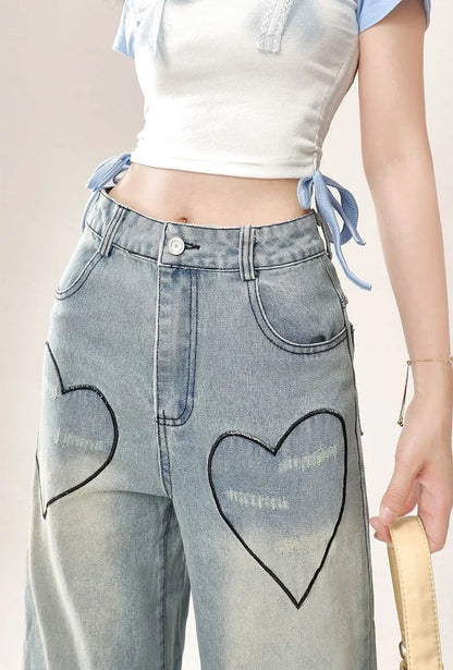 Woman Jeans Cargo Wide Leg Denim Pants for Women Size X Larg on Sale Pant Harajuku Fashion Vibrant 2025 Emo Gyaru Cheap Trousers