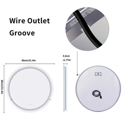 LUVODI Round Smart Mirror Bathroom Illuminate Waterproof Wash Basin Shower Vanity Mirror with Touch Screen