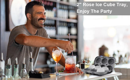 Large Ice Cube Tray Rose Shape Ice Molds Diamond 3D Silicone Mould Reusable for Cocktails Whiskey Party Supplies Ice Maker Mold