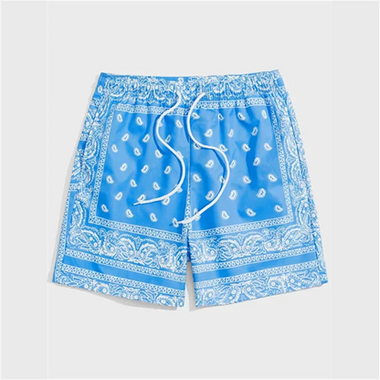 Trend Bandana Graphic Beach Short for Men Summer Fashion  Swim Trunks Loose Casual Streetwear Hawaiian Short Pants