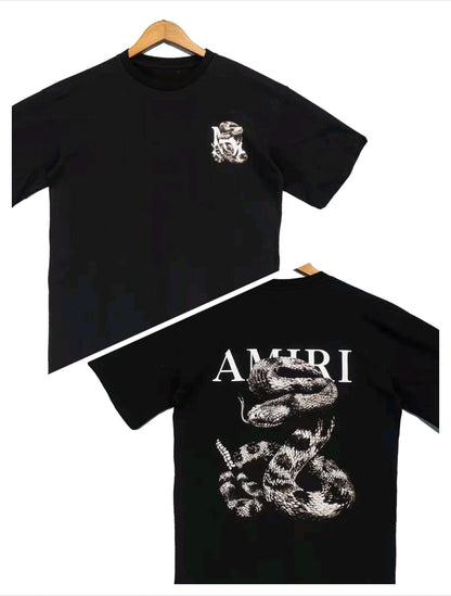 Spring and Summer Light Luxury Fashionable Loose Snake Men and Women Printed Short Sleeved Fashionable Casual Versatile T-shirt