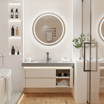 LUVODI Round Smart Mirror Bathroom Illuminate Waterproof Wash Basin Shower Vanity Mirror with Touch Screen