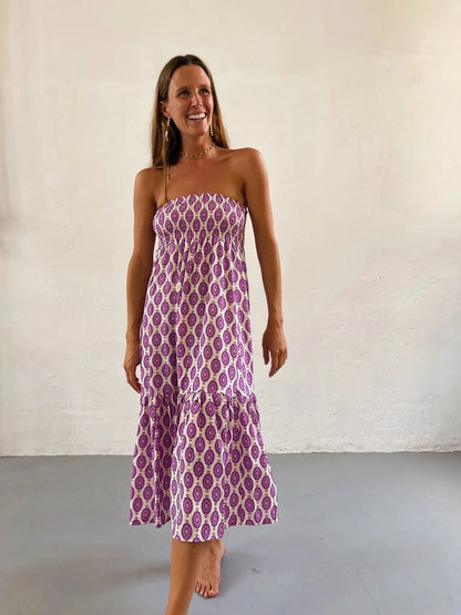 Women's Casual Boho Skirts New Spring Summer Fashion Vintage Loose Elastic Waist Floral Print Ethenic Style Beach Maxi Skirt