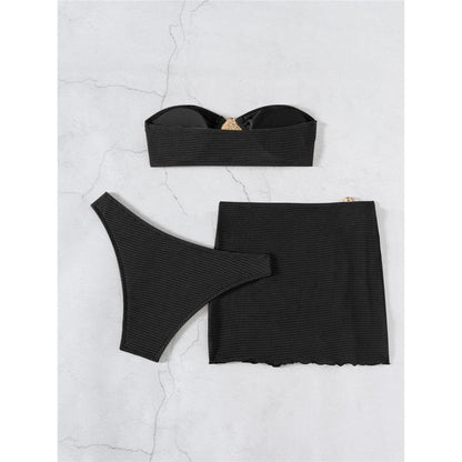5 Colors With Skirt Bandeau Bikini Female Swimsuit Women Swimwear Three-pieces Bikini set Padded Bather Bathing Suit Swim V6624