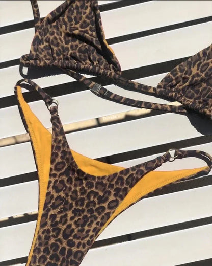 High Cut Micro Bikini Women Leopard Bandage Push Up Swimsuit Sexy Bathing Suit Padded Thong Swimwear Biquini Trajes De Baño 2024