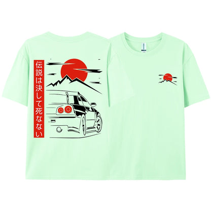 Japanese Style Car JDM Culture GTR Racing T Shirts Men Women Street Wear Original Design Oversized 100% Cotton Couple Tops Tees