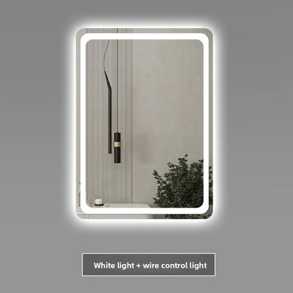 Stylish Square Smart Bathroom Mirror Washstand Makeup Mirror LED Lights Front and Rear Luminous Plug-in Full Body Mirror Vanity