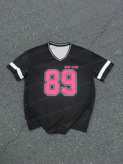 American Street Jersey T-Shirt Women'S Lightweight Breathable Short Sleeved Casual Sports Versatile Classic Black Tee Y2k Top