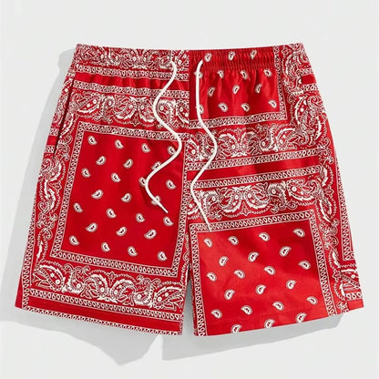 Trend Bandana Graphic Beach Short for Men Summer Fashion 3D Printed Swim Trunks Loose Casual Streetwear Hawaiian Short Pants