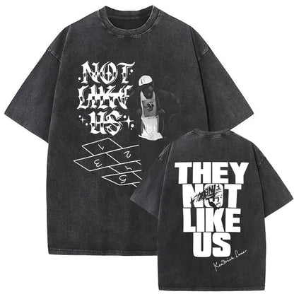 ck Lamar ThLimited Rapper Kendriey Not Like Us Washed Vintage T-shirt Summer Men Women Hip Hop Oversized Street Crewneck T Shirt